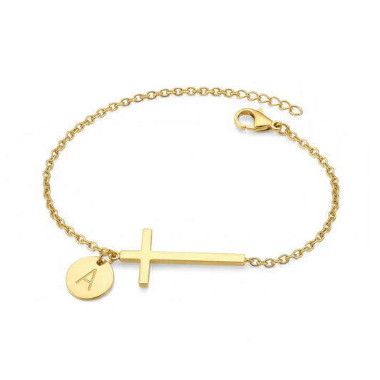 Elodryn™ Sacred Initial Bracelet – Customized Cross