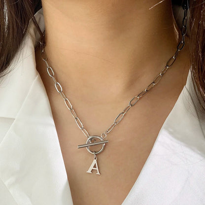 Ganelle™ Collar with Circular Lock Closure and Initial in Paperclip Shape