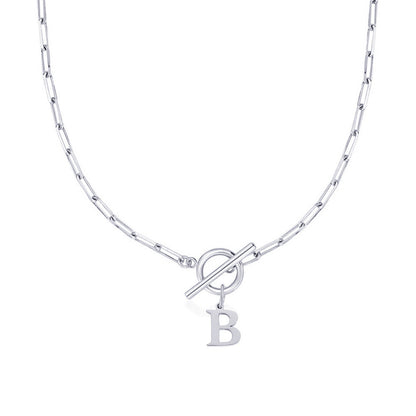 Ganelle™ Collar with Circular Lock Closure and Initial in Paperclip Shape