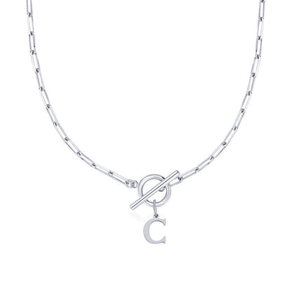 Ganelle™ Collar with Circular Lock Closure and Initial in Paperclip Shape