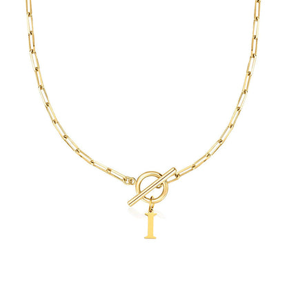 Ganelle™ Collar with Circular Lock Closure and Initial in Paperclip Shape