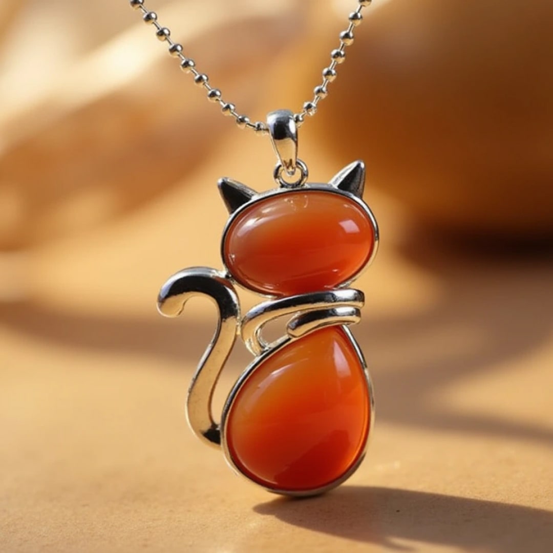 Mewlina™ Cat Pendant Natural Stone