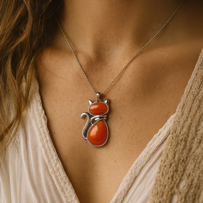 Mewlina™ Cat Pendant Natural Stone