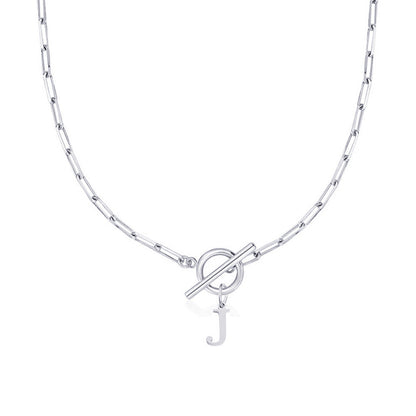 Ganelle™ Collar with Circular Lock Closure and Initial in Paperclip Shape