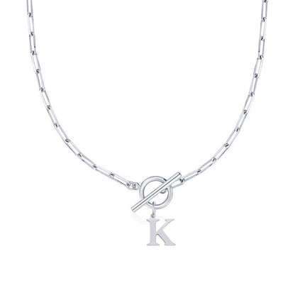 Ganelle™ Collar with Circular Lock Closure and Initial in Paperclip Shape