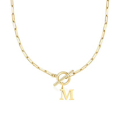 Ganelle™ Collar with Circular Lock Closure and Initial in Paperclip Shape