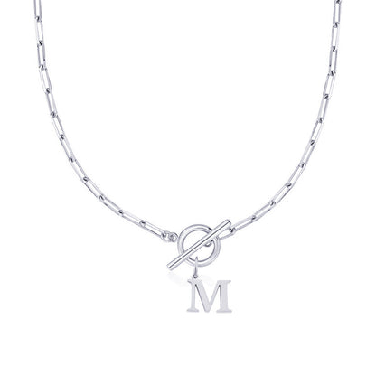 Ganelle™ Collar with Circular Lock Closure and Initial in Paperclip Shape