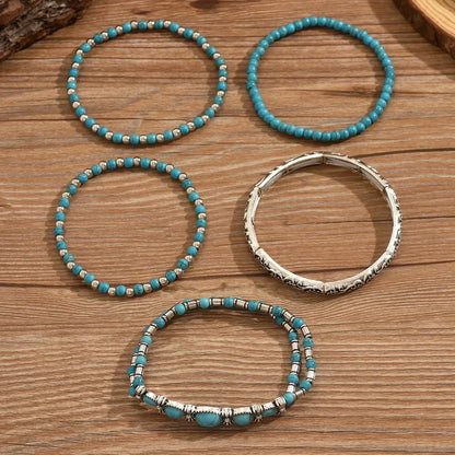Selavienne™ Bohemian Bracelets with Green and Turquoise Beads