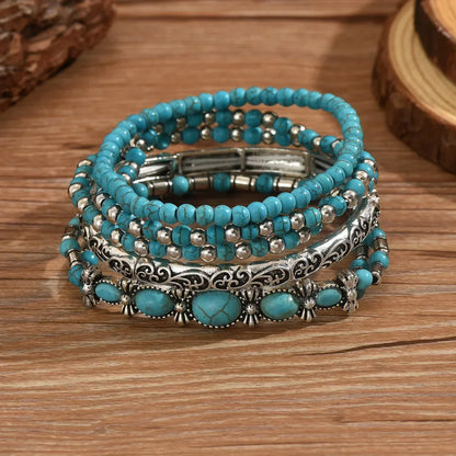 Selavienne™ Bohemian Bracelets with Green and Turquoise Beads