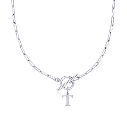 Ganelle™ Collar with Circular Lock Closure and Initial in Paperclip Shape