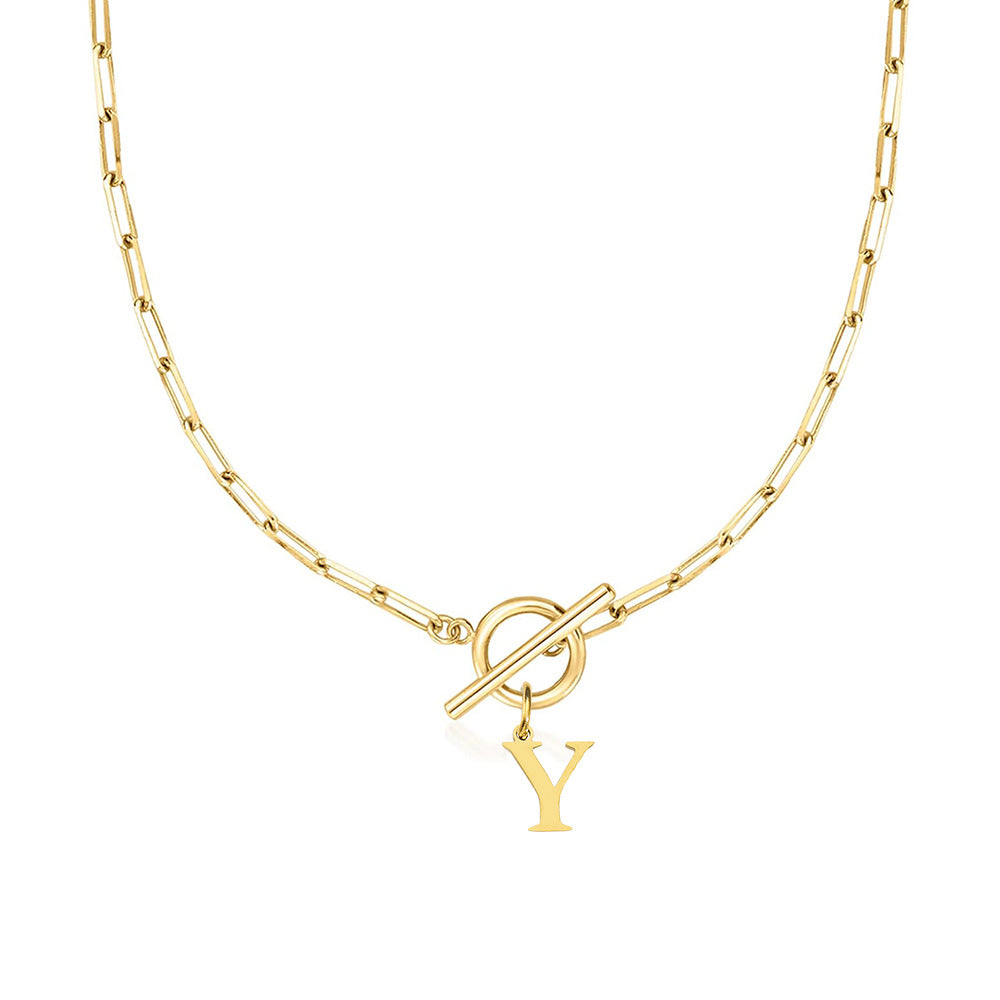 Ganelle™ Collar with Circular Lock Closure and Initial in Paperclip Shape