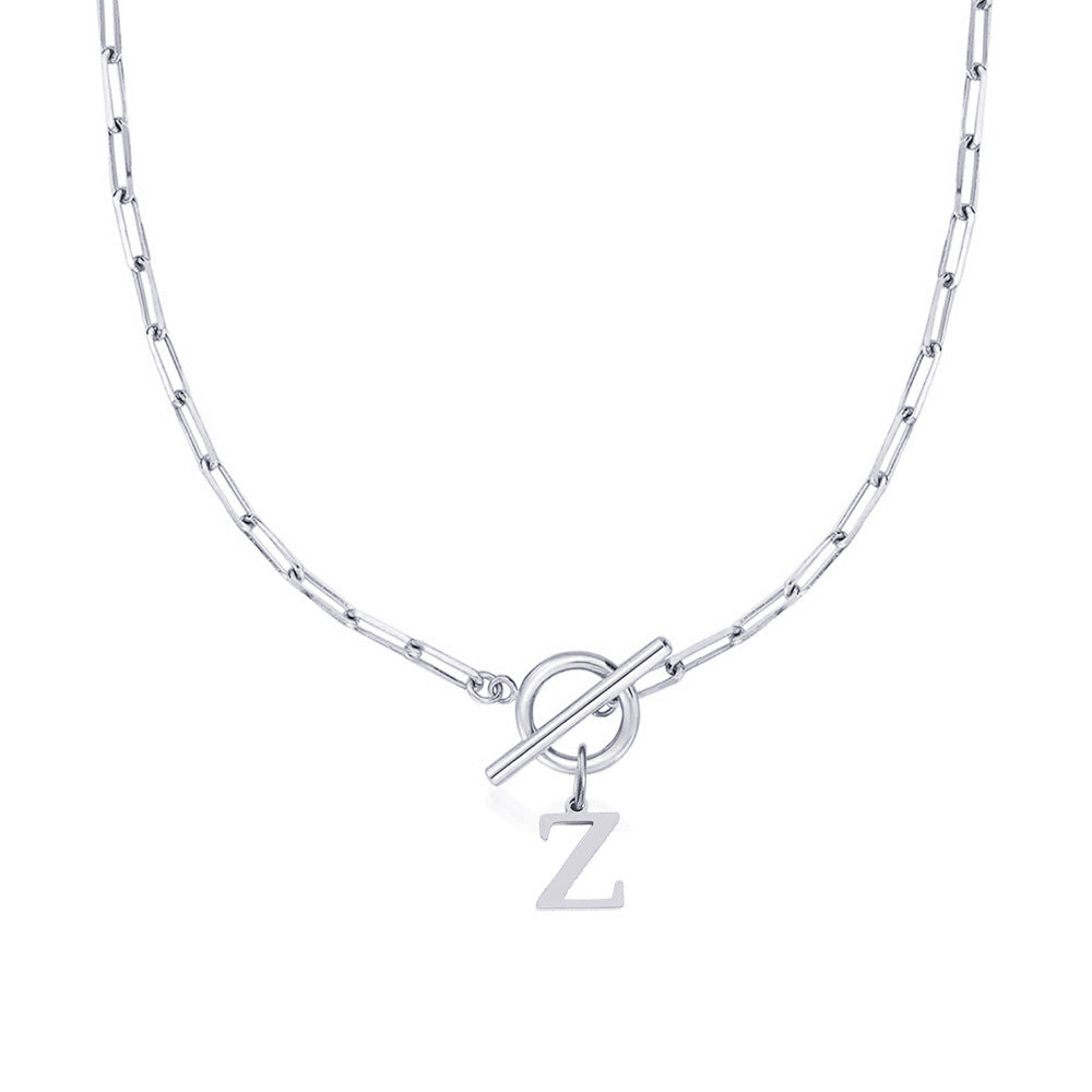 Ganelle™ Collar with Circular Lock Closure and Initial in Paperclip Shape
