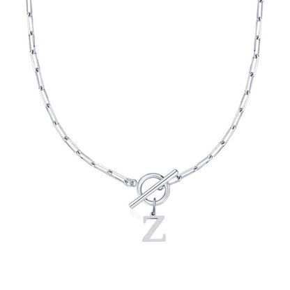 Ganelle™ Collar with Circular Lock Closure and Initial in Paperclip Shape
