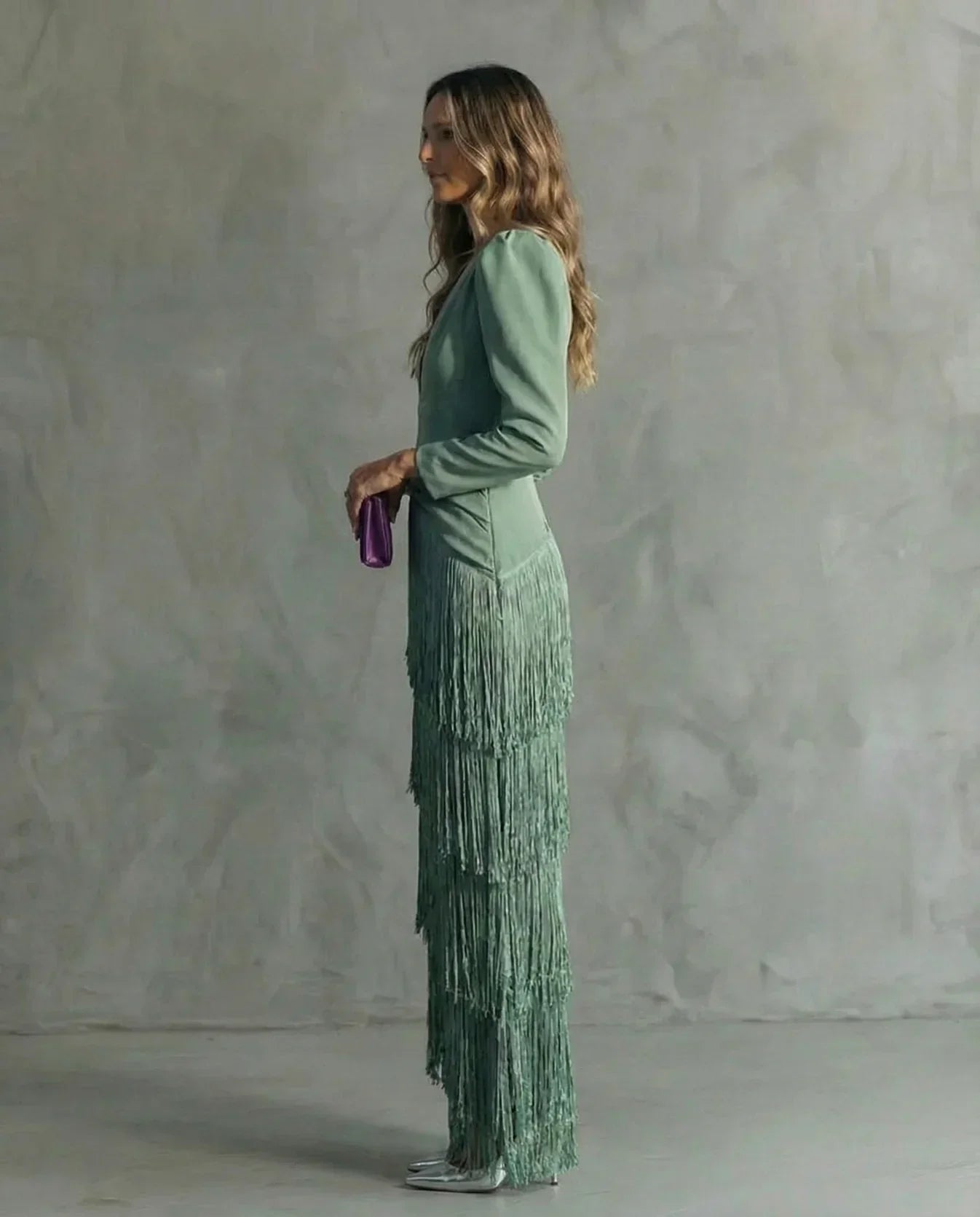 Sienna™ Elegant Dress with Fringe Sleeves