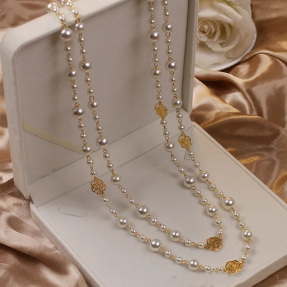 Darivienne™ Elegant Pearl Necklace with Golden Chain