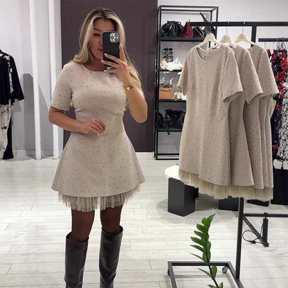 Rovienna™ Short Dress with Lace and Sophisticated Shine