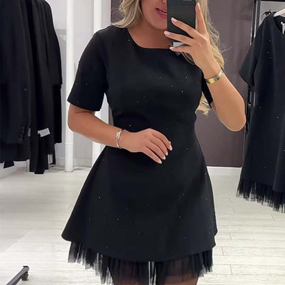 Rovienna™ Short Dress with Lace and Sophisticated Shine