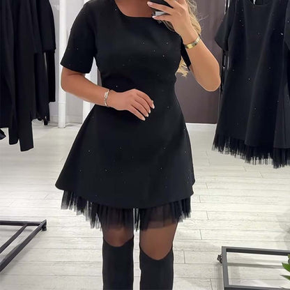 Rovienna™ Short Dress with Lace and Sophisticated Shine