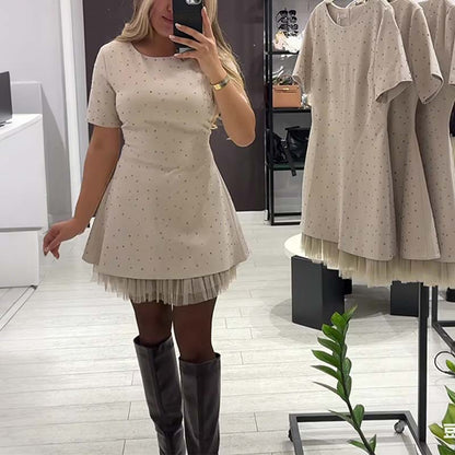 Rovienna™ Short Dress with Lace and Sophisticated Shine